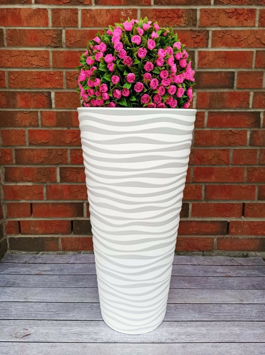 MELTOM Blumenkübel Blumentopf Rund 3D Effekt Slim Pflanzkübel Mit