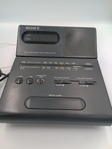 Sony ICF-C770 Dual Digital Alarm Clock AM FM Radio Vintage Retro Tested Works! - Picture 3 of 13