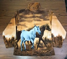 Trail Crest Fleece Jacket Adult Medium Horses All Over Print Full Zip