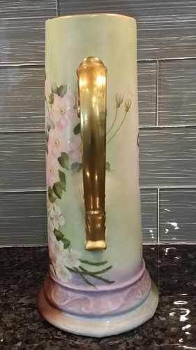 Antique T&V France 13.5" Tankard Pitcher, Gold-Gilt Handle and Base "H" monogram - Picture 12 of 12