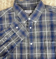 JCP Shirt XL Men's 80's 2 Ply Button Down Plaid Cotton Long Sleeve