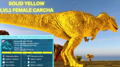 Ark Survival Ascended PVE SOLID YELLOW LVL1 FEMALE CARCH (CLONE) XBOX/PC/PS5