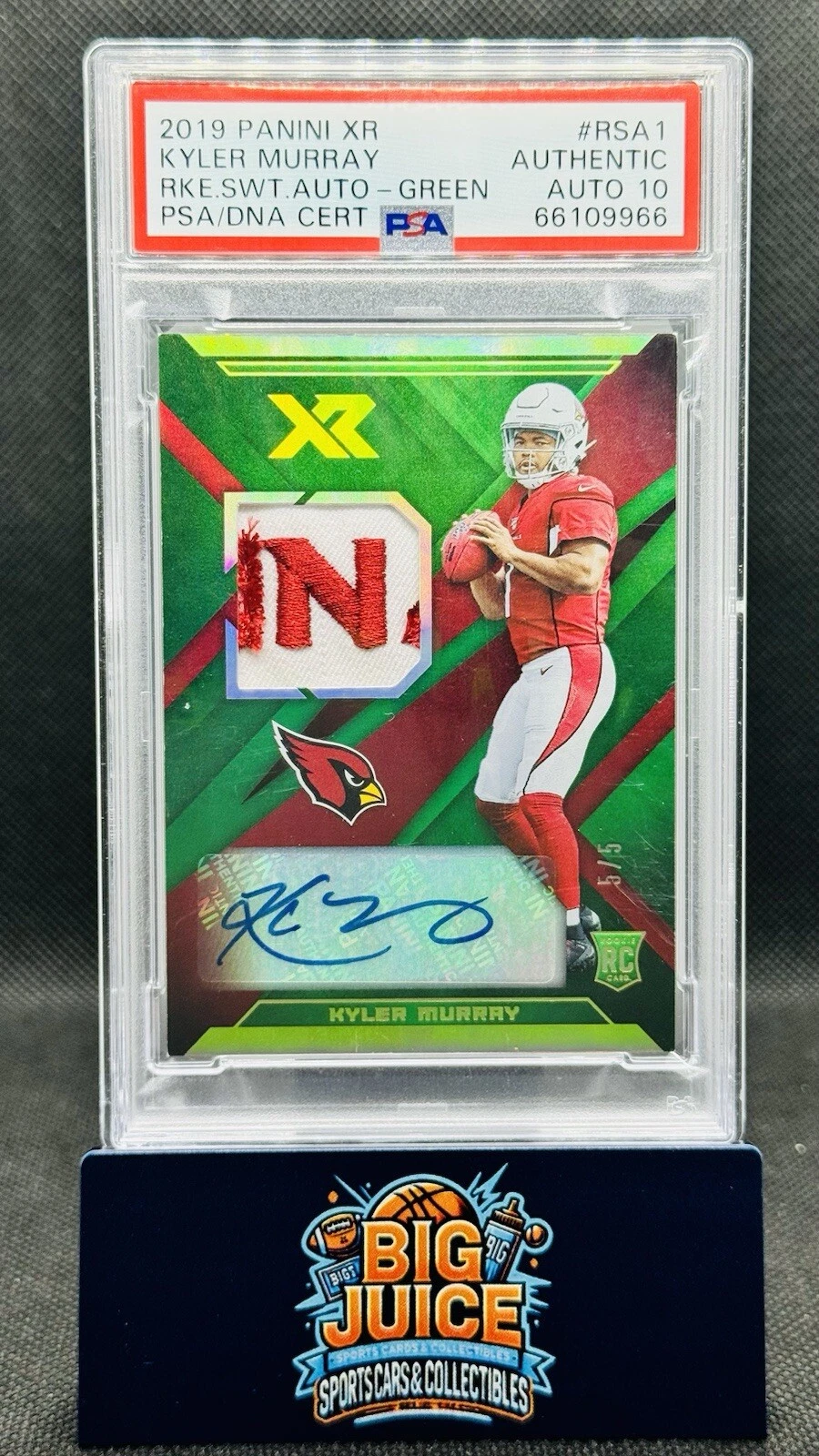 Kyler Murray Panini XR Rookie Swatch Autographs #RSA1 Blue