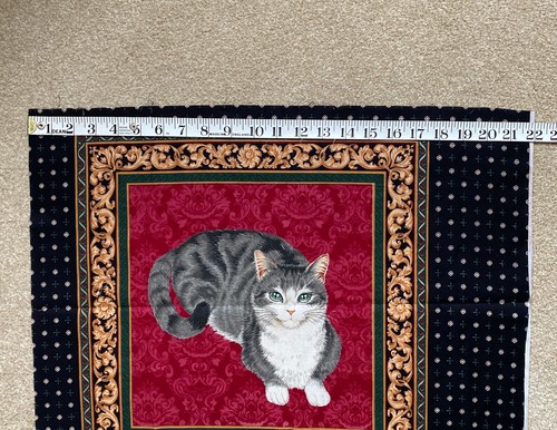 CAT FABRIC SQUARE CUSHION COVER JACQUARD DAMASK PATTERN SILVER TABBY RED NAVY 18 - Picture 6 of 7