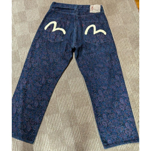 Vintage EVISU Lot2501 Paisley Pattern Denim Pants, Size W31 L35 