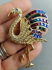 Vtg GIORGIO Signed Gold tone Duchess Of Windsor Flamingo Bird Brooch Pin (A11) — photo 4
