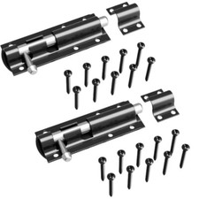 2 Pack Tower Bolt 100mm 4" Inch Black Straight Barrel Latch Door Slide Lock
