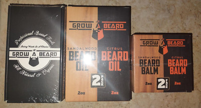 {3 Piece Kit} Beard Brush, Beard Oil, & Beard Balm Bamboo Grooming Kit for Men