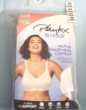 NEW WOMEN SIZE 40D PLAYTEX 18 HOUR ACTIVE BREATHABLE COMFORT WHITE WIREFREE BRA