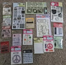 Large Lot Of 17 Mixed Theme Clear Stamps NIP Many Brand Scrappy Cat Studio G Ect