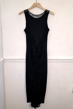 Dorothy Perkins Womens Dress Black Size UK 8 Vintage Ruched Lace Dark Romance