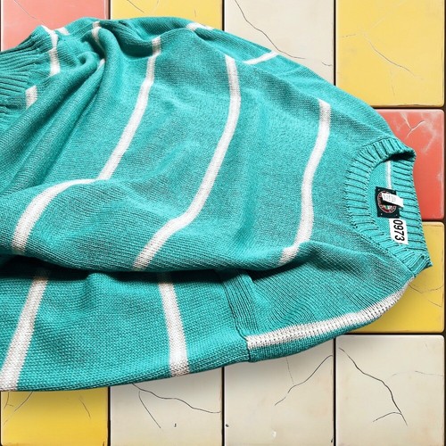 Vintage Cross Country Traders Striped Sweater Y2K Men L Green Crewneck Pullover - Bild 10 von 12