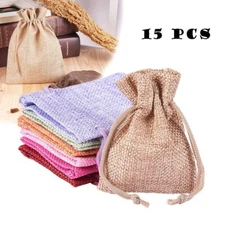 15 Pcs Mixed Color Drawstring Bags Party Gift Pouch Candy Bag Wedding Adornment
