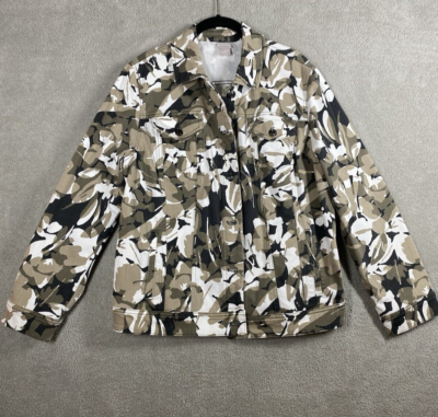 Chicos Womens Jacket Size 3 Camoflague 16 18 Green Trucker Hunting  