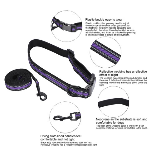 Pet Collar Set Reflective Adjustable Dog Leash Comfortable Safety Pet Suppli Yrw - Picture 9 of 12