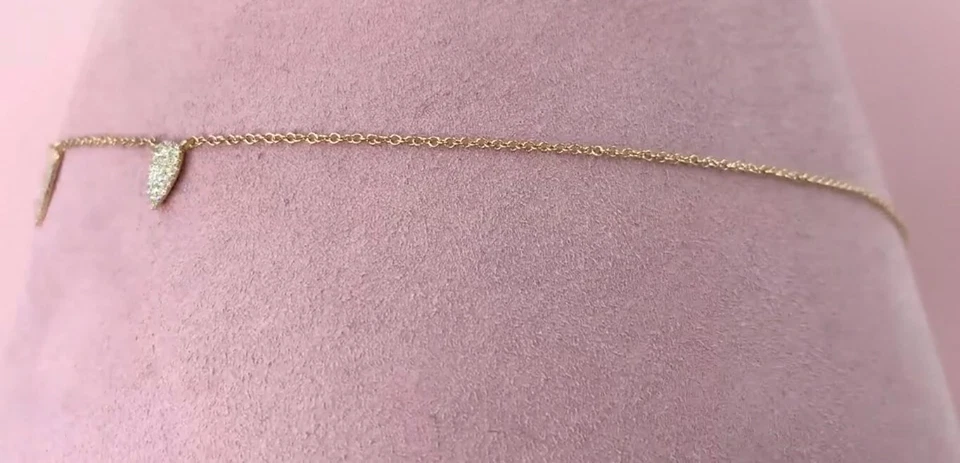 Colar pingente de pera pavê de diamante ouro amarelo 14k natural 0,72 ct ajustável - Imagem 3 de 4