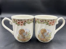 Queen’s Thanksgiving Myott Factory archive illustrations Tea Cup Set of 2
