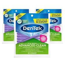 DenTek Slim Brush Interdental Cleaners 32 Count Pack of 3 for Tight Teeth