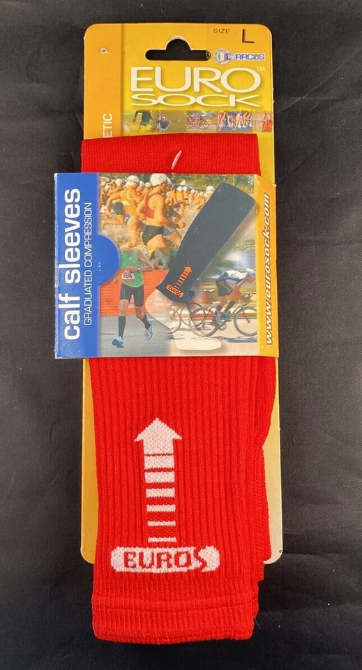 EUROSOCK Graduated Compression CALF SLEEVES Red 5211 NEW LARGE Silver DryStat - Image 2 of 4