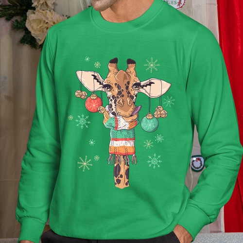 Giraffe Christmas Jumper Funny Ugly Whimsical Mens and Womens Sweatshirts #MC - Picture 12 of 29