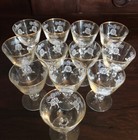 Antique Etched ROSES MID-CENTURY Gold Rim Glasses. Pristine Condition Set Of 4 — photo 6