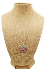 Girls Multicolor Butterfly Silver Tone Necklace 19" by Claire's