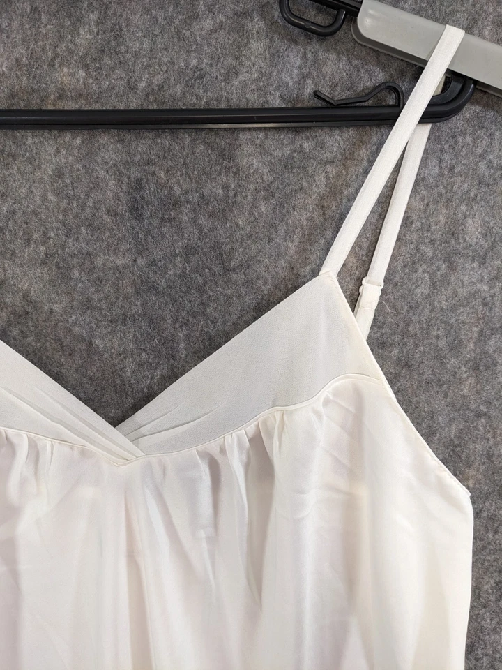 Cabernet Nightgown Womens Small Ivory Satin Shift Chiffon Trim Adjustable Straps - Image 2 of 4