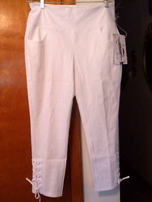 Women with Control Stretch Denim Lace-Up Pants, LARGE PETITE