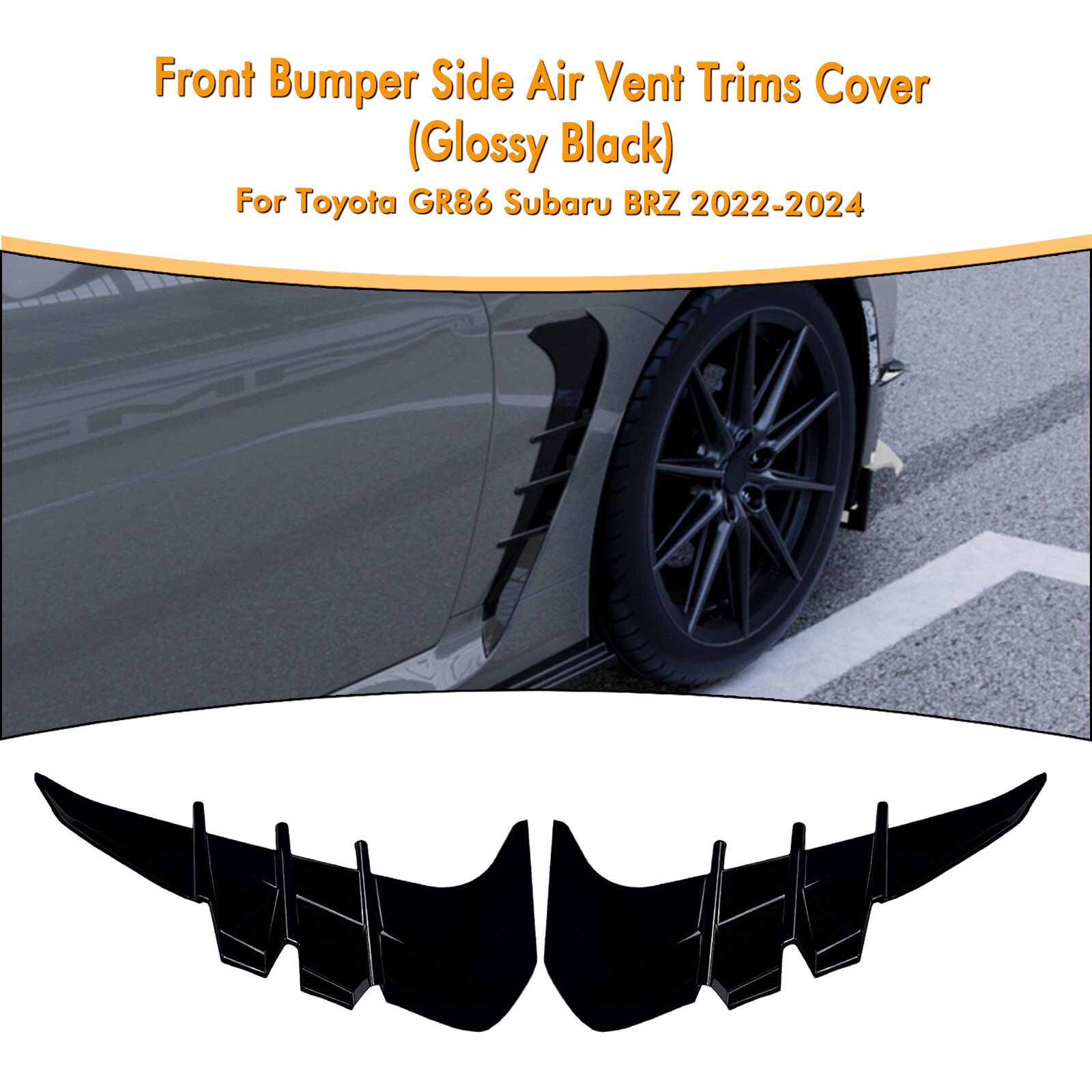 Gloss Black Side Fender Air Vent Trims Cover For Subaru BRZ 2022-2024