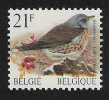Belgium Fieldfare Bird Buzin  Grive Litorne  21f Sheet stamp 1998 MNH