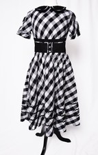 UNIQUE VINTAGE BLACK & WHITE CHECK SWING DRESS – NEW – Sz M