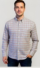 Lands' End Red/White/Blue Plaid Men's Sz: L 16-16-1/2 34/35 Oxford Shirt
