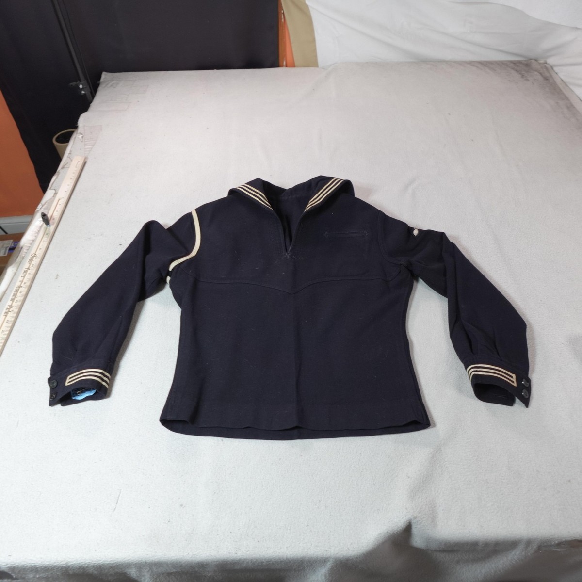 Vintage US Navy Naval Clothing Factory Jacket Mens Small Blue Wool