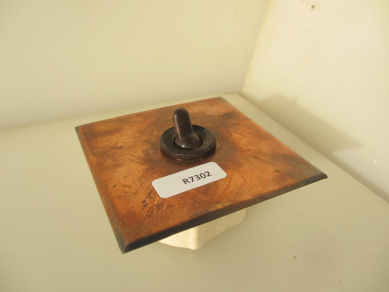 Vintage Brass Light Switch Plate Ceramic Deco Old Antique Toggle Art Deco Copper