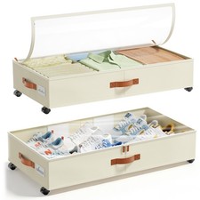 LAMU Under Bed Storage with Wheels, 2 Pack Under Bed Storage Containers with ...