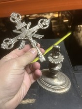 Christ Crucifix Croix Bronze Argenté XIXeme Ancien A Restaurer Reliquaire