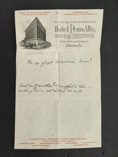 antique HOTEL PENN ALTO altoona pa LETTERHEAD geo worthington manager