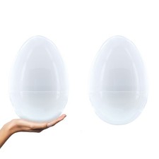 Set of 2 White Large Jumbo Giant Fillable Plastic Easter Eggs 10 Inches