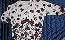 JOHN ROCHA Size 8-10 Floral V Neck  Batwing Jumper Sweater Multicolour Flowers