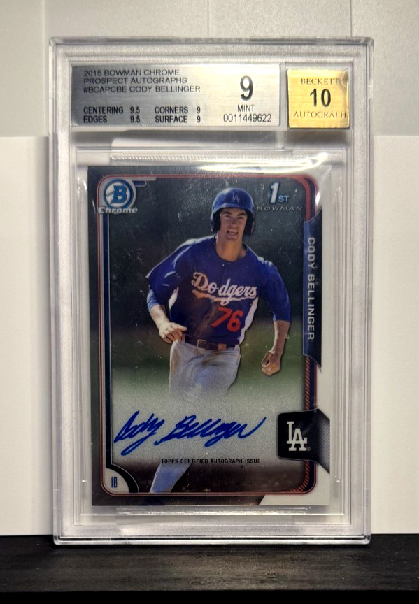 2015 Bowman Chrome Cody Bellinger First Rookie Auto #BCAP-CBE BGS 9 Auto 10
