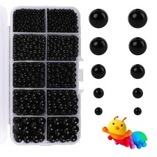 1380 Pcs 5 Sizes Black Doll Eyes 3-8mm Round Plastic Sewing Arts Crafts Eye...