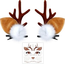 Small Deer Ears Antlers Headband Face Tattoos Set - Costume for Women...