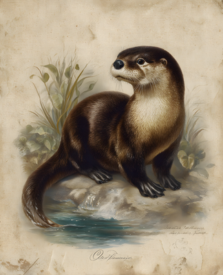 #ad 8x10 River Otter in Gentle Shallow Water Art Print 964712044 $6.95