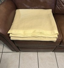 Vintage Full or Standard Size Wool Blanket Yellow with Satin Edges 78x90 GUC