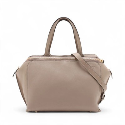 Loewe Zip Leather 2 Way Handbag Beige