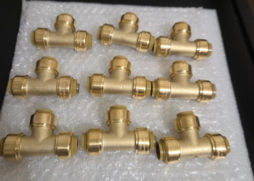 9 PCS 1/2 x 1/2 x 1/2 Push To Connect Tee Brass Plumbing PEX, Copper, CPVC