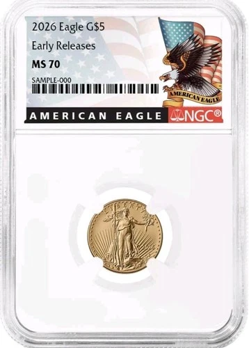 2026 $5 1/10-oz American Gold Eagle NGC MS70 ER Black Label