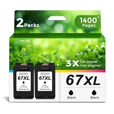 Ankink Black Ink Cartridge for HP 67 XL 2-Pack 67XXL