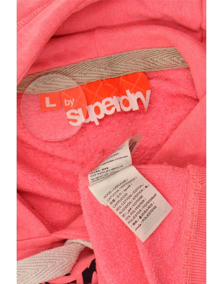 Sudadera con capucha gráfica SUPERDRY para mujer Reino Unido 16 grande rosa algodón AM37 Foto 4 de 4