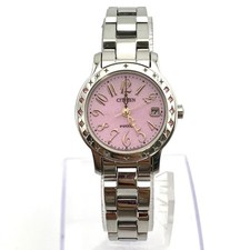 CITIZEN wicca E011 Eco-Drive Ladies Watch Pink Date Solar Powered From Japan